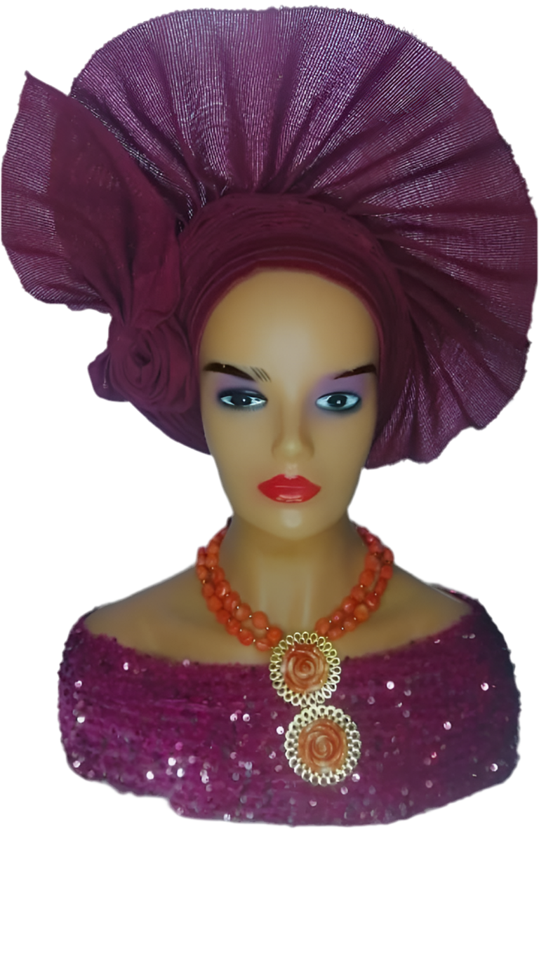 Side Fan Auto Gele with Bow