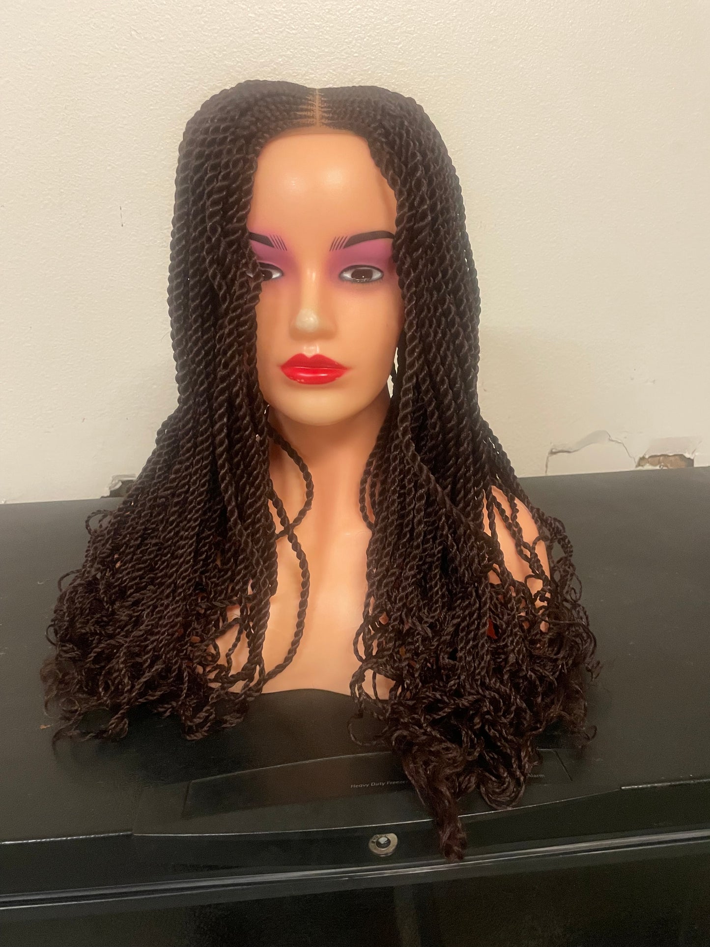 18” Twist Braids Wig with Curly & Straight Ends