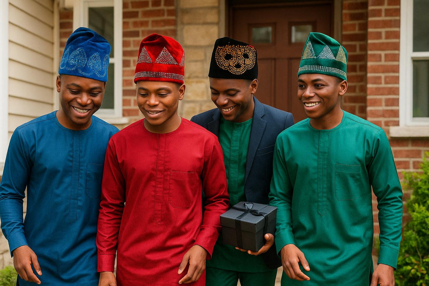 Velvet Fila Cap for Men – Nigerian Yoruba Hat with Stone Embellishments – African Traditional Headwear for Weddings & Parties