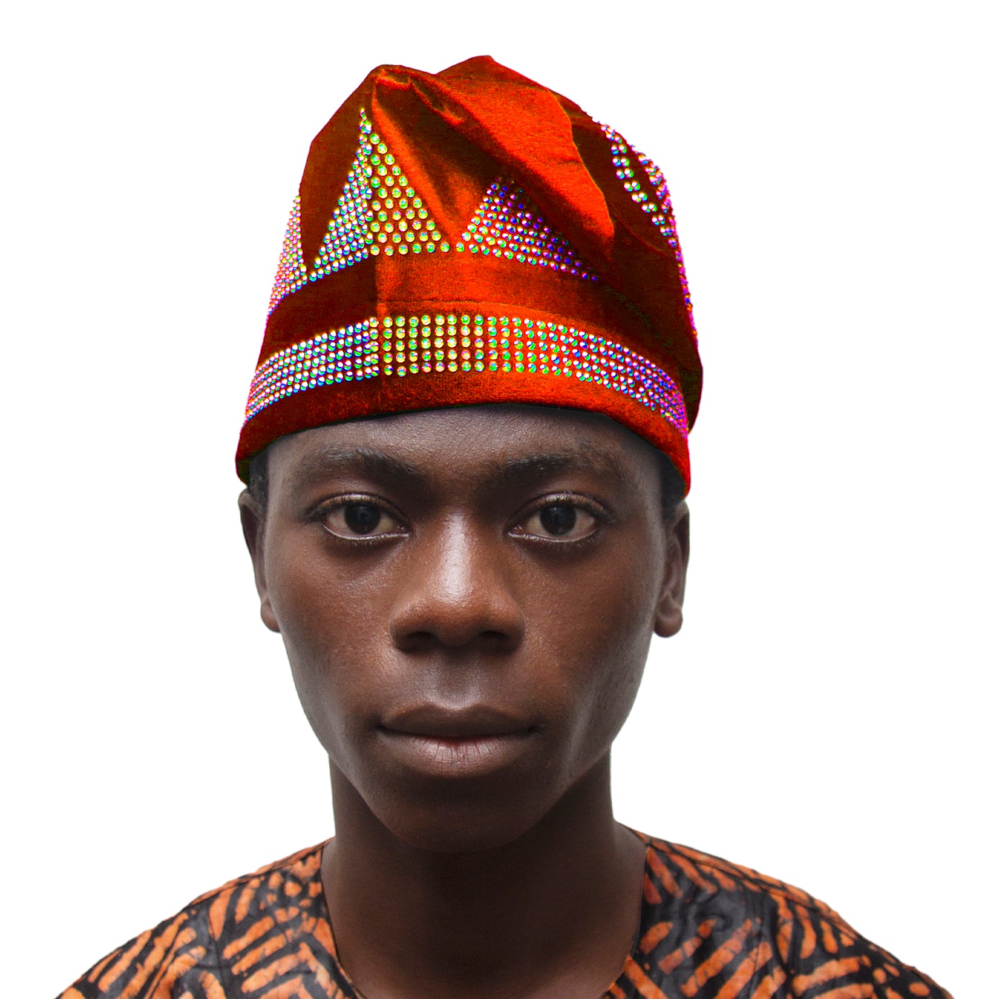 Velvet Fila Cap for Men – Nigerian Yoruba Hat with Stone Embellishments – African Traditional Headwear for Weddings & Parties
