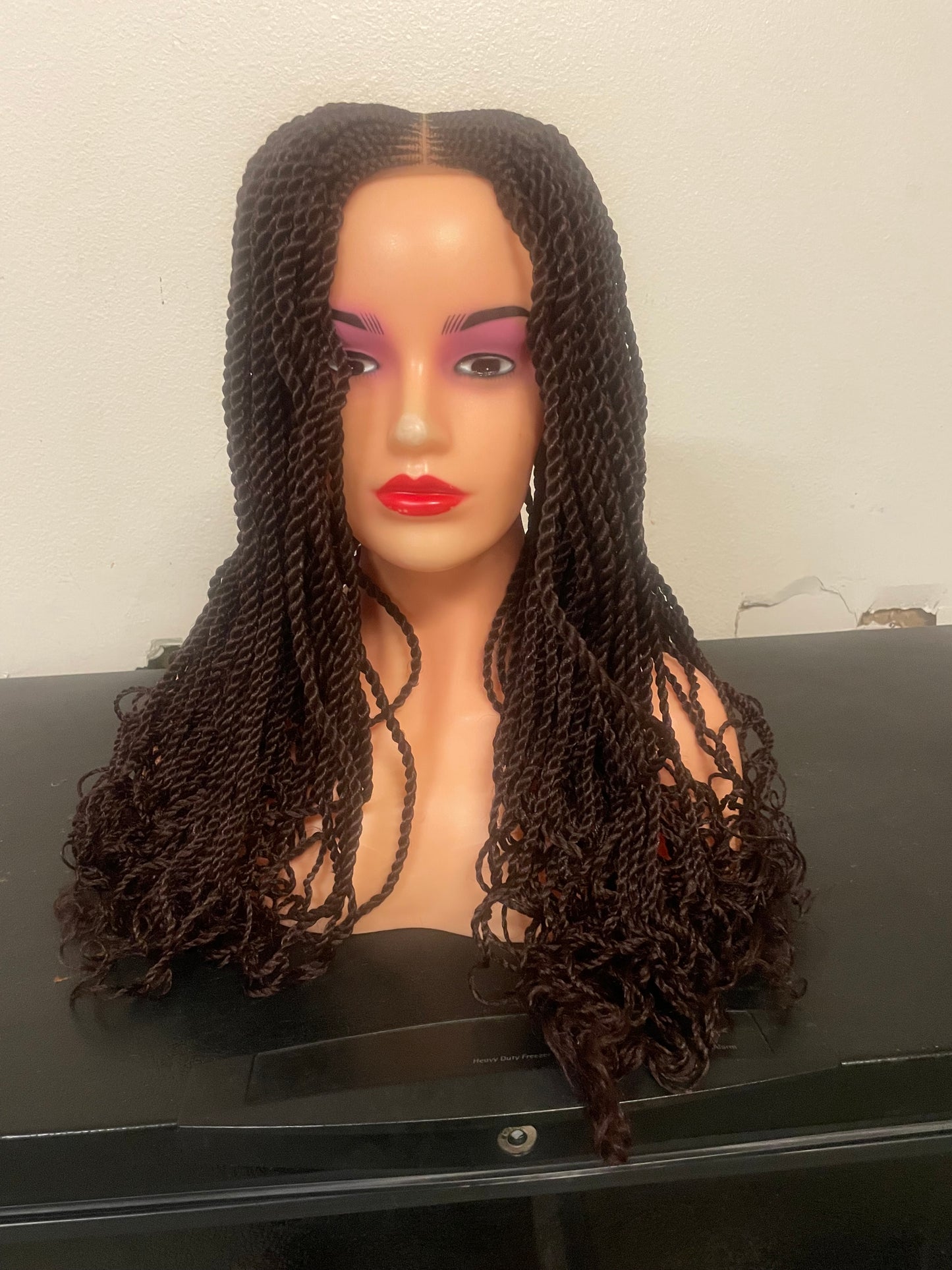 18” Twist Braids Wig with Curly & Straight Ends