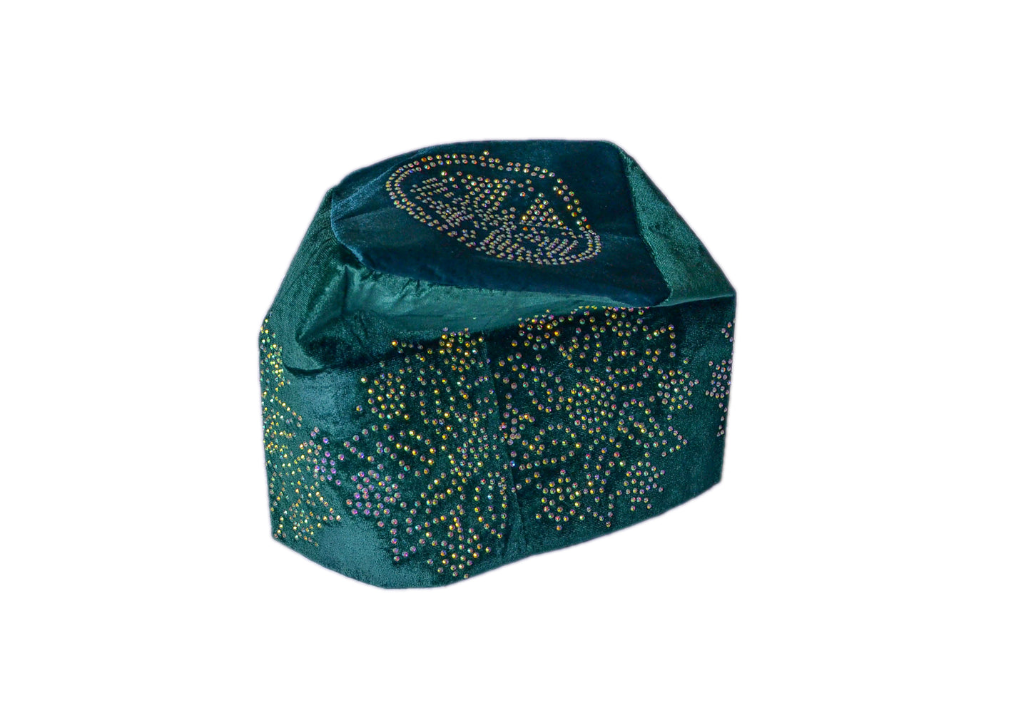 African Stone-Embellished Velvet Fila Cap