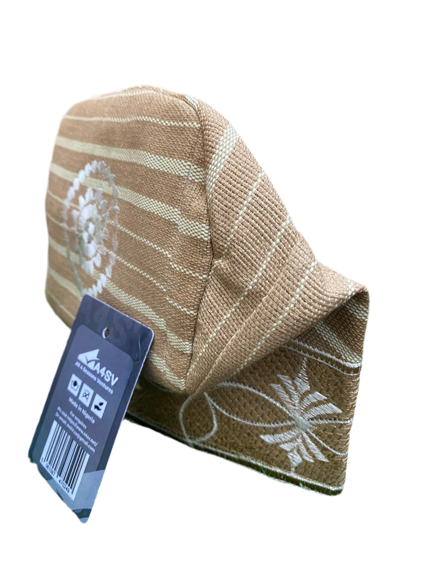 Nigerian Men Fila Cap with classic embroidery. Aso Ofi Cotton Fabric Suitable for weddings daily wear all occasions