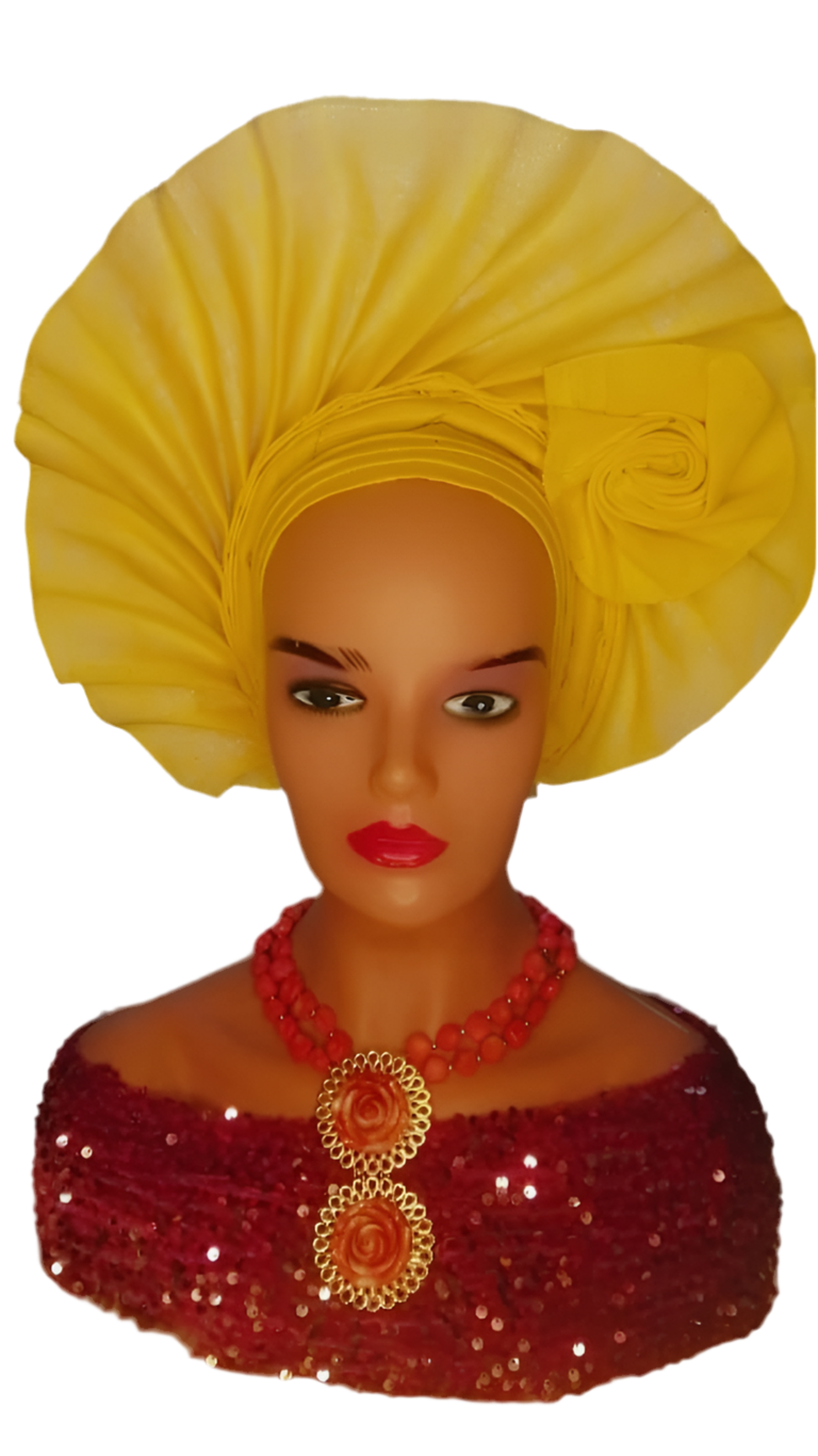 Aso-Oke Auto Gele Fan Style