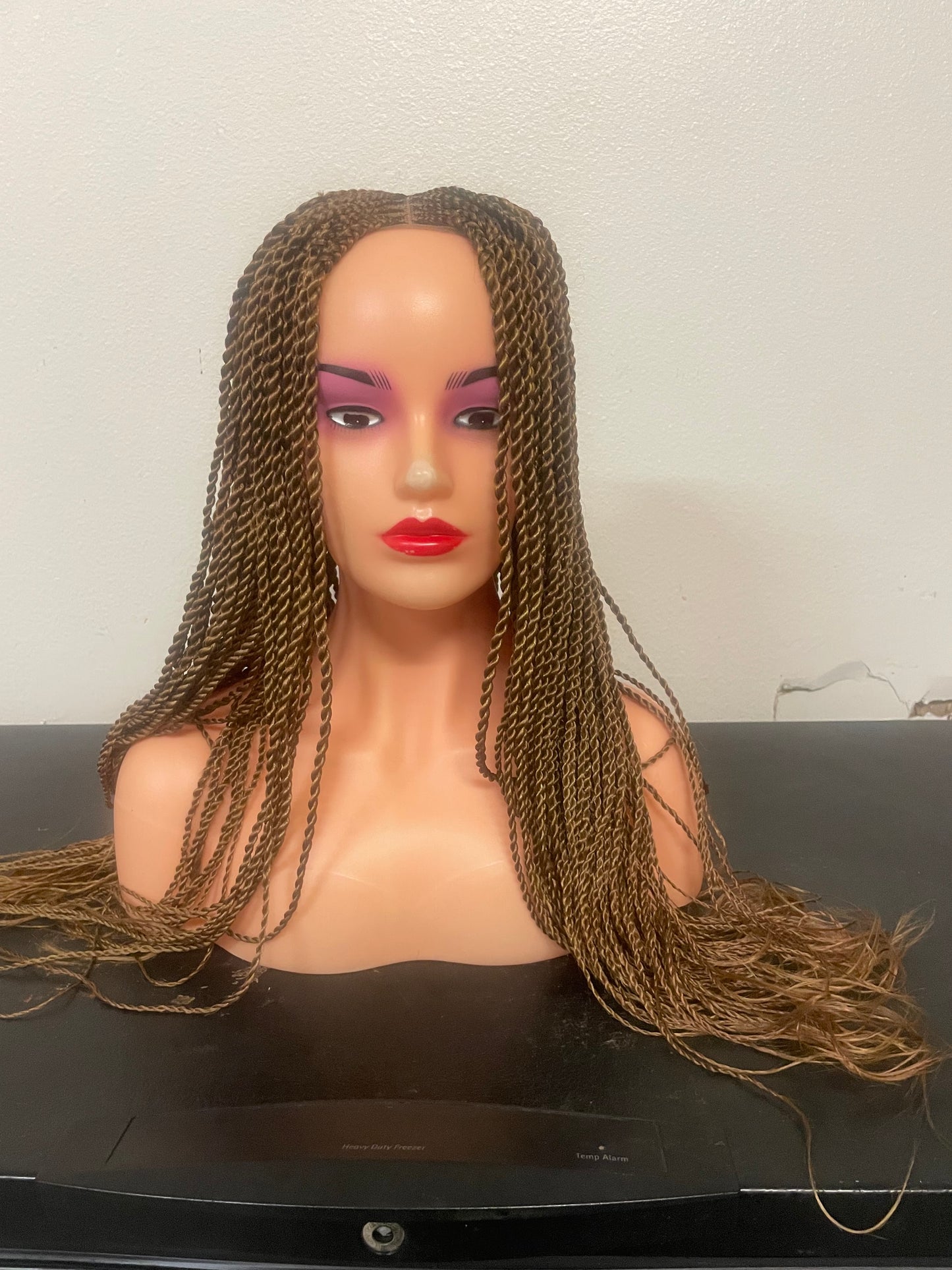 18” Twist Braids Wig, Curly and Straight Tips
