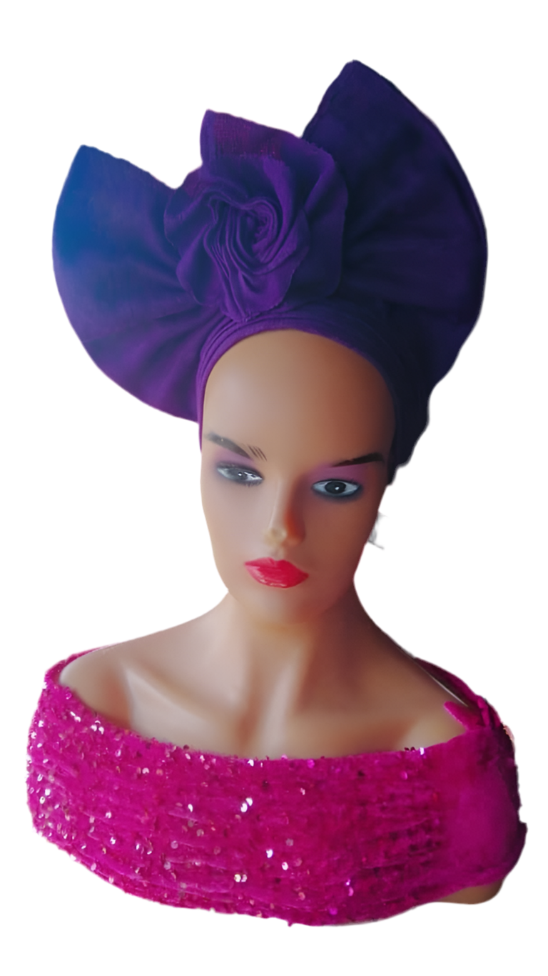 Auto Gele with Elegant Rose Detail