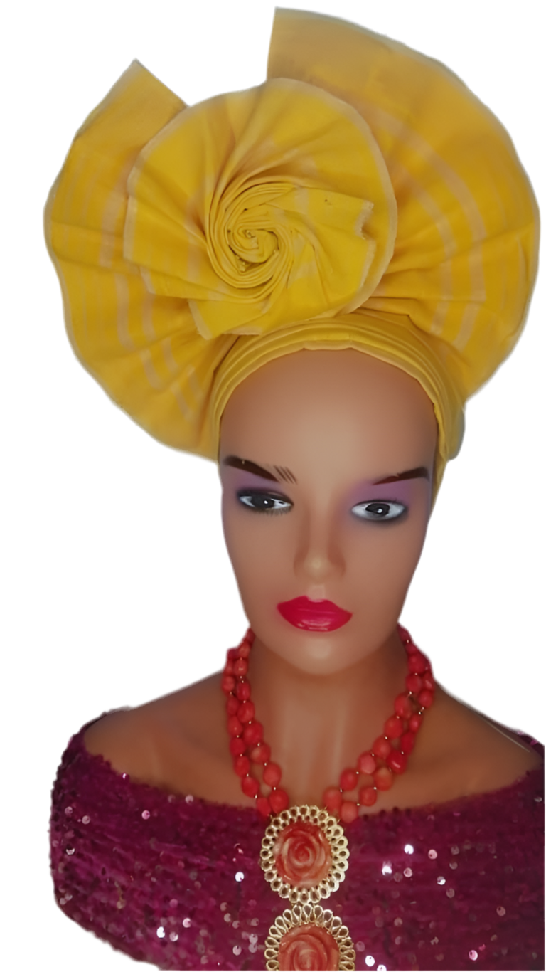 Auto Gele with Elegant Rose Detail