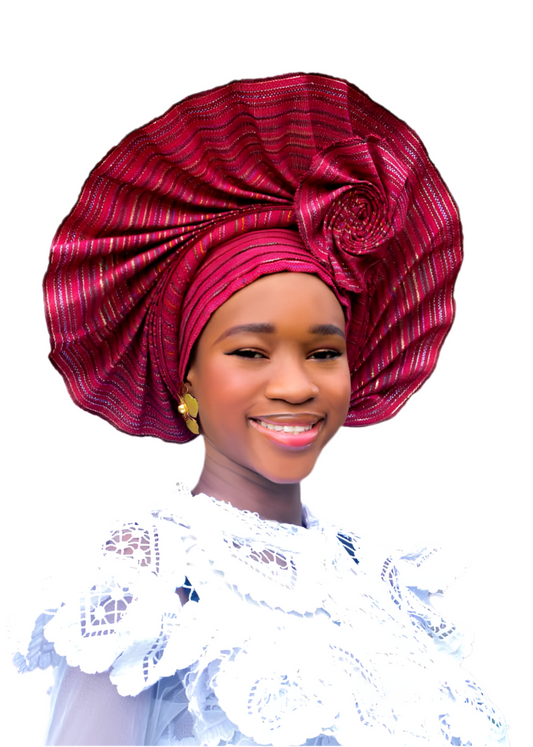 Auto Gele - Pre-Tied Nigerian Headwrap for Women | Ready to Wear AdjustableAfrican Head Tie for Weddings, Daily wear, Parties & Other Events