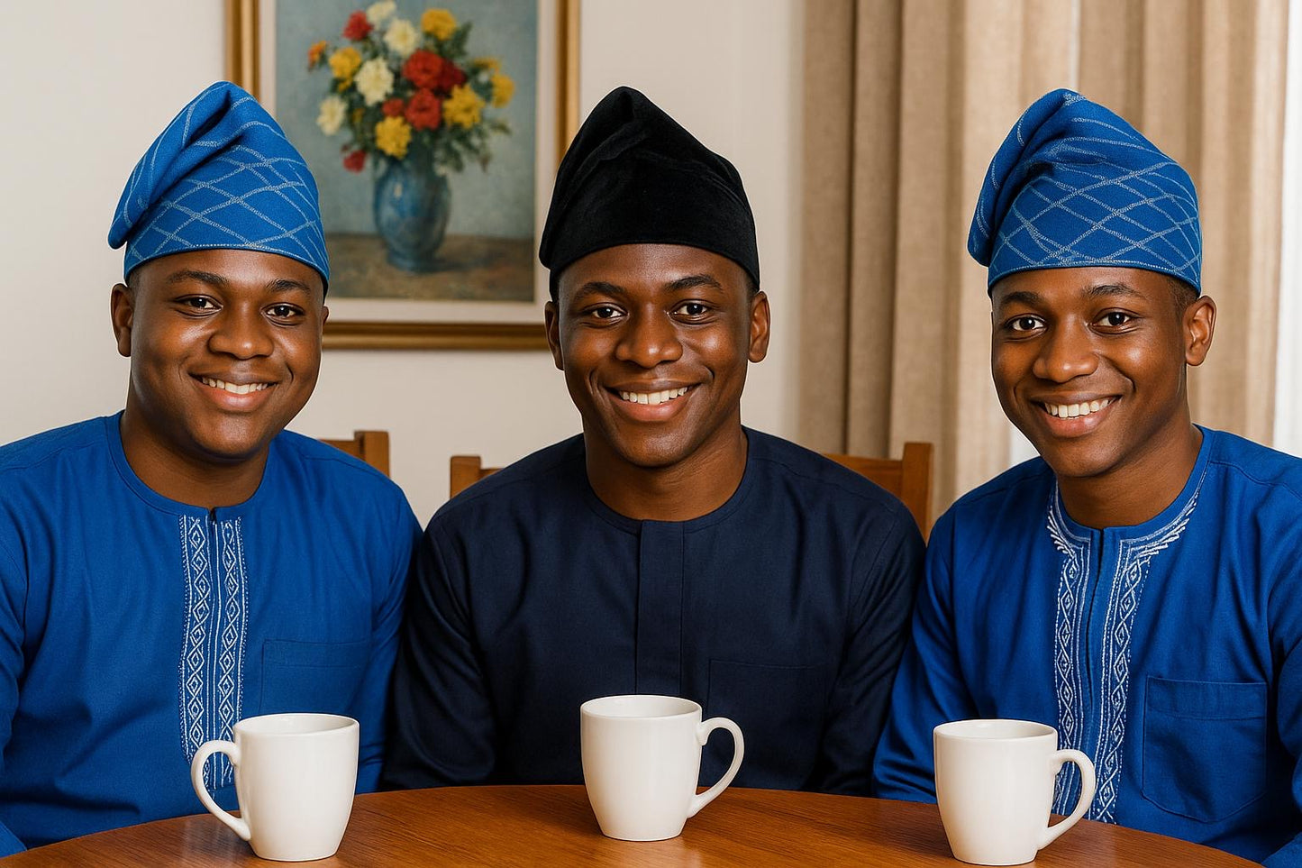 Embroidery Fila Cap – Stylish African Aso Oke Men’s Hat – Nigerian Yoruba Headwear for Weddings, Parties & Everyday Fashion.