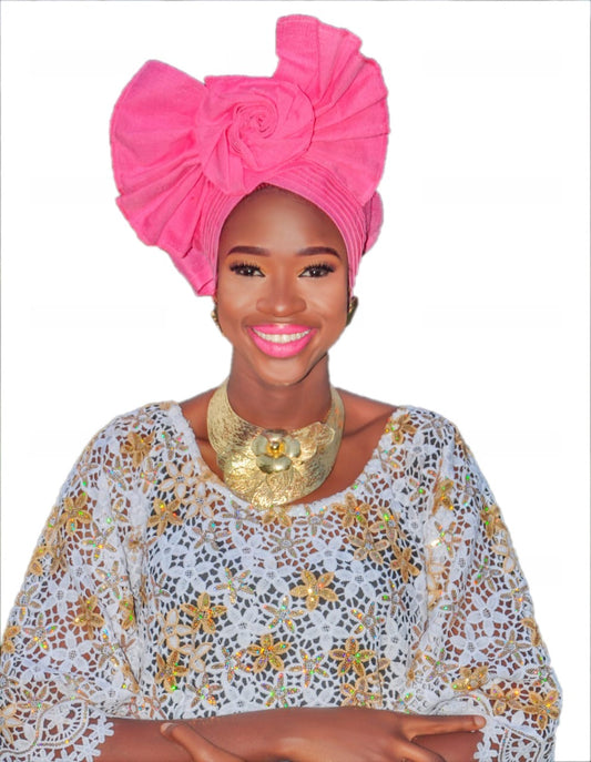 Auto Gele with Elegant Rose Detail