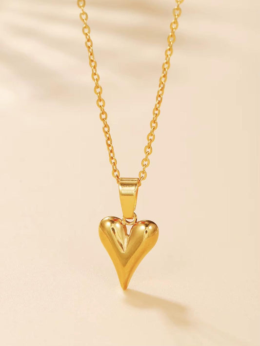 Gold/Silver Plated Stainless Steel Heart Pendant Minimalist Necklace for Women