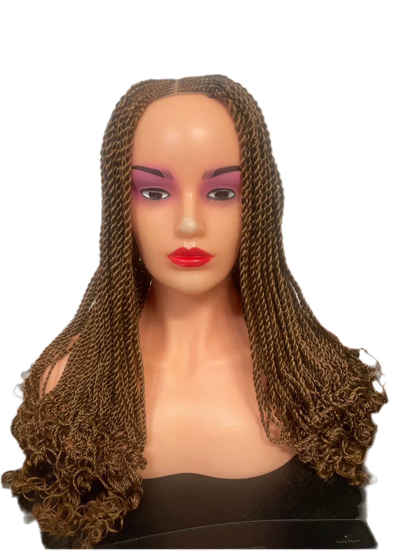 18” Twist Braids Wig, Curly and Straight Tips