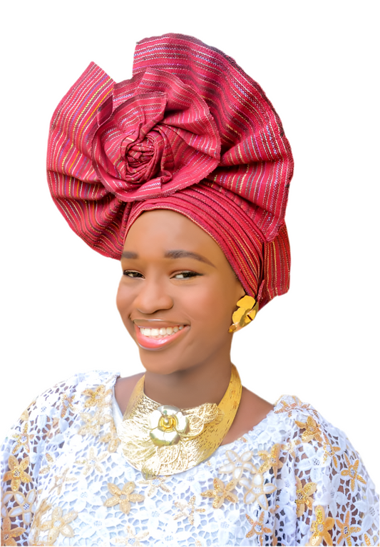 Bow Auto Gele - Pre-Tied Nigerian Headwrap for Women | Ready to Wear African Head Tie for Weddings, Parties & Cultural Events