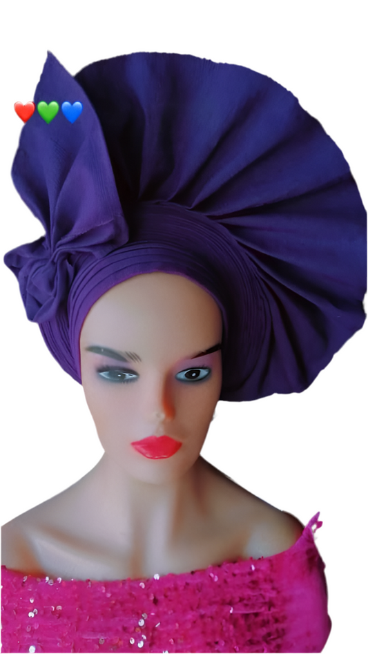 Side Fan Auto Gele with Bow