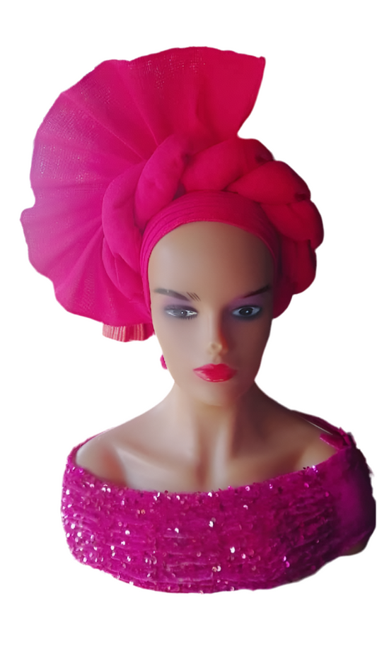 Side Fan with Twist Auto Gele
