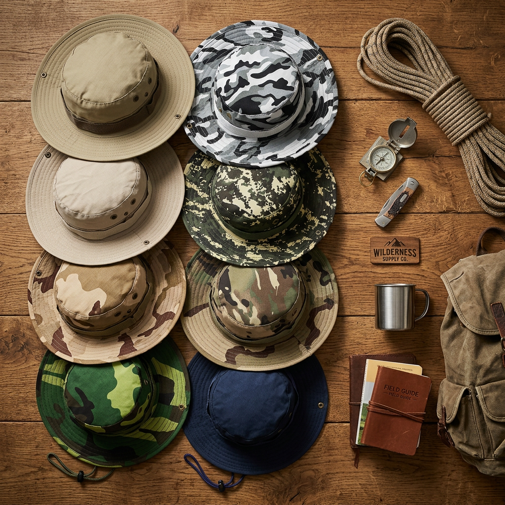 Safari Camping Camo Fisherman Bucket Hat With String