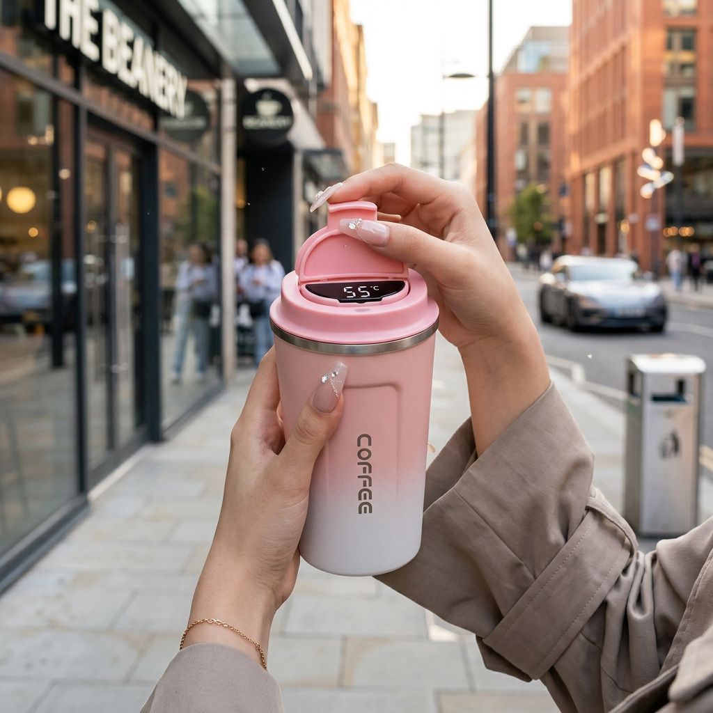 Travel Smart Coffee Tumbler Thermos Cup With Intelligent Temperature Display