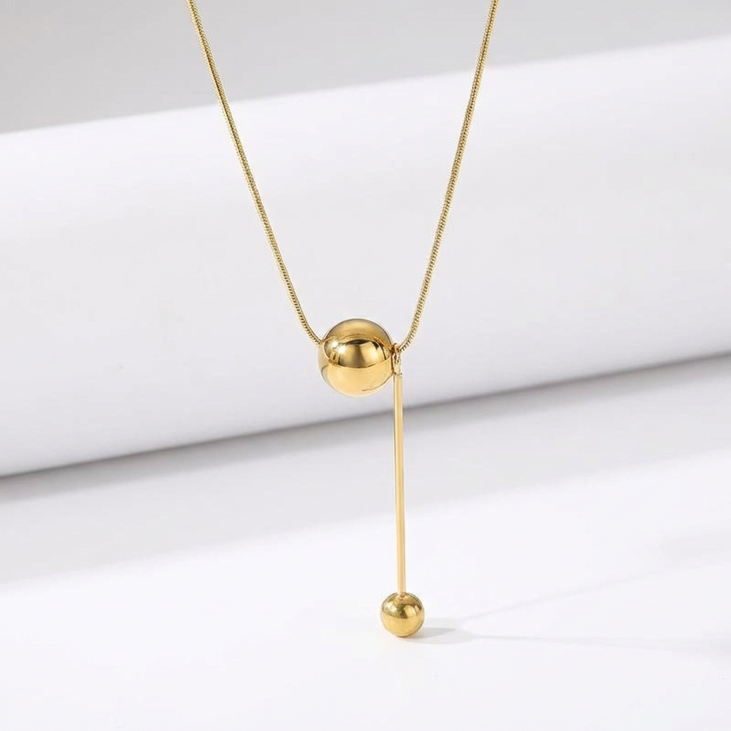 18K Gold Stainless Steel Ball Snake Chain Necklace