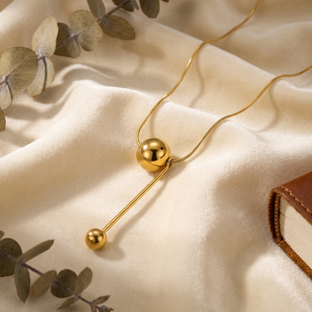 18K Gold Stainless Steel Ball Snake Chain Necklace