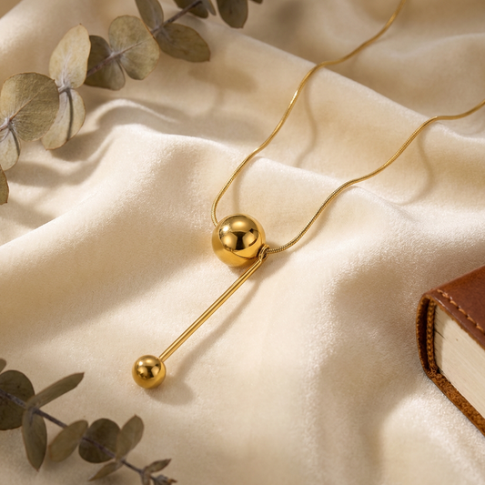 18K Gold Stainless Steel Ball Snake Chain Necklace