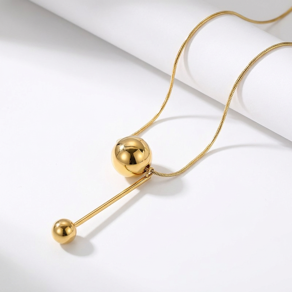 18K Gold Stainless Steel Ball Snake Chain Necklace