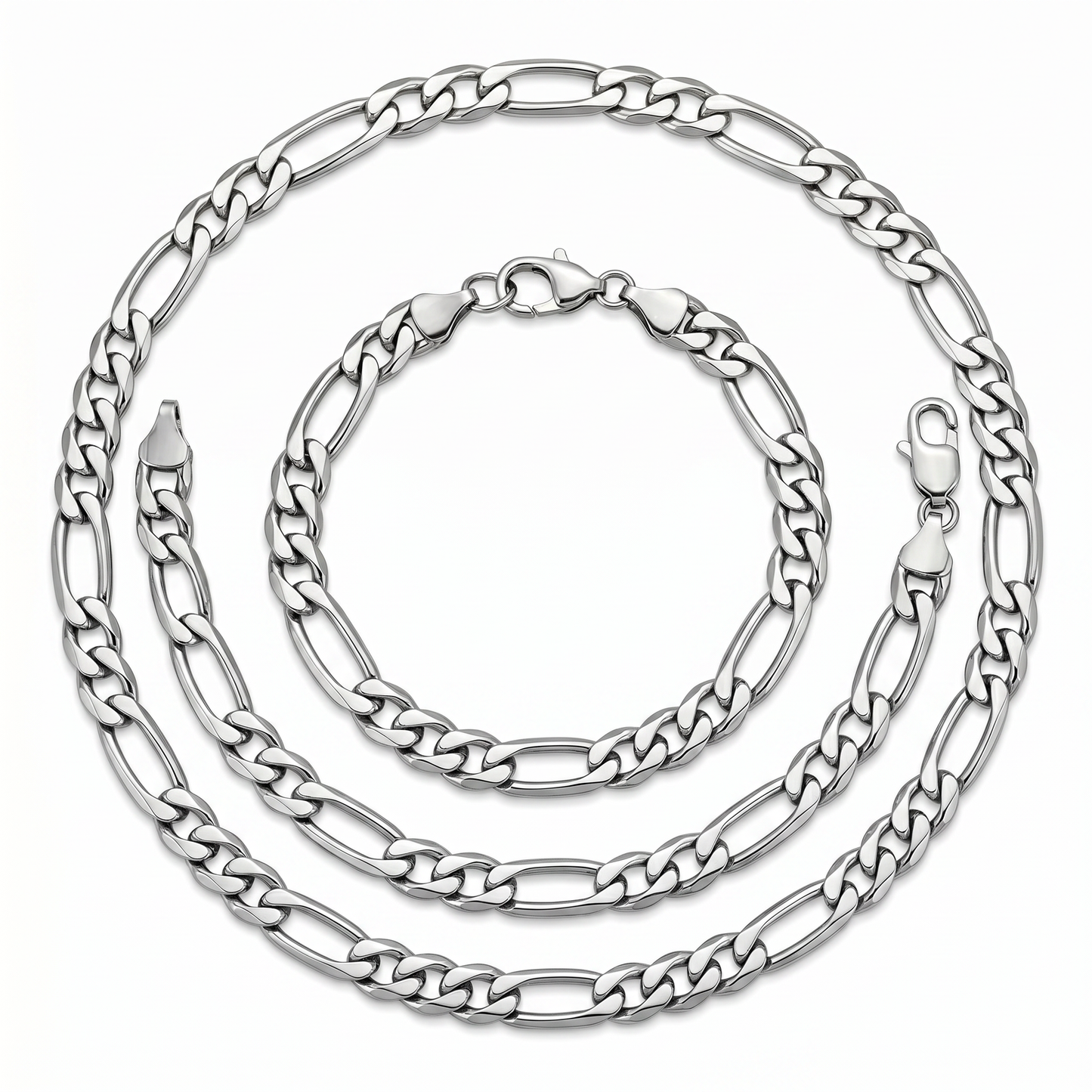 Gold/Silver Stainless Steel Necklace & Bracelet Chain Set for Men