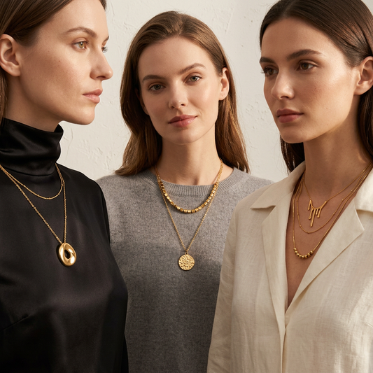 Tarnish-Free PVD Gold Stainless Steel Geometric Pendant Necklace for Women