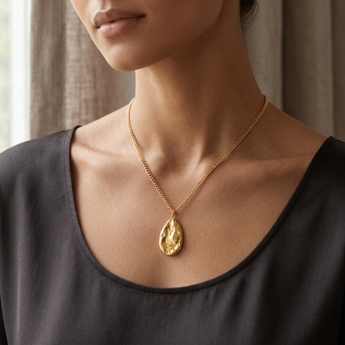 Stainless Steel Molten Drop Pendant Necklace for Women