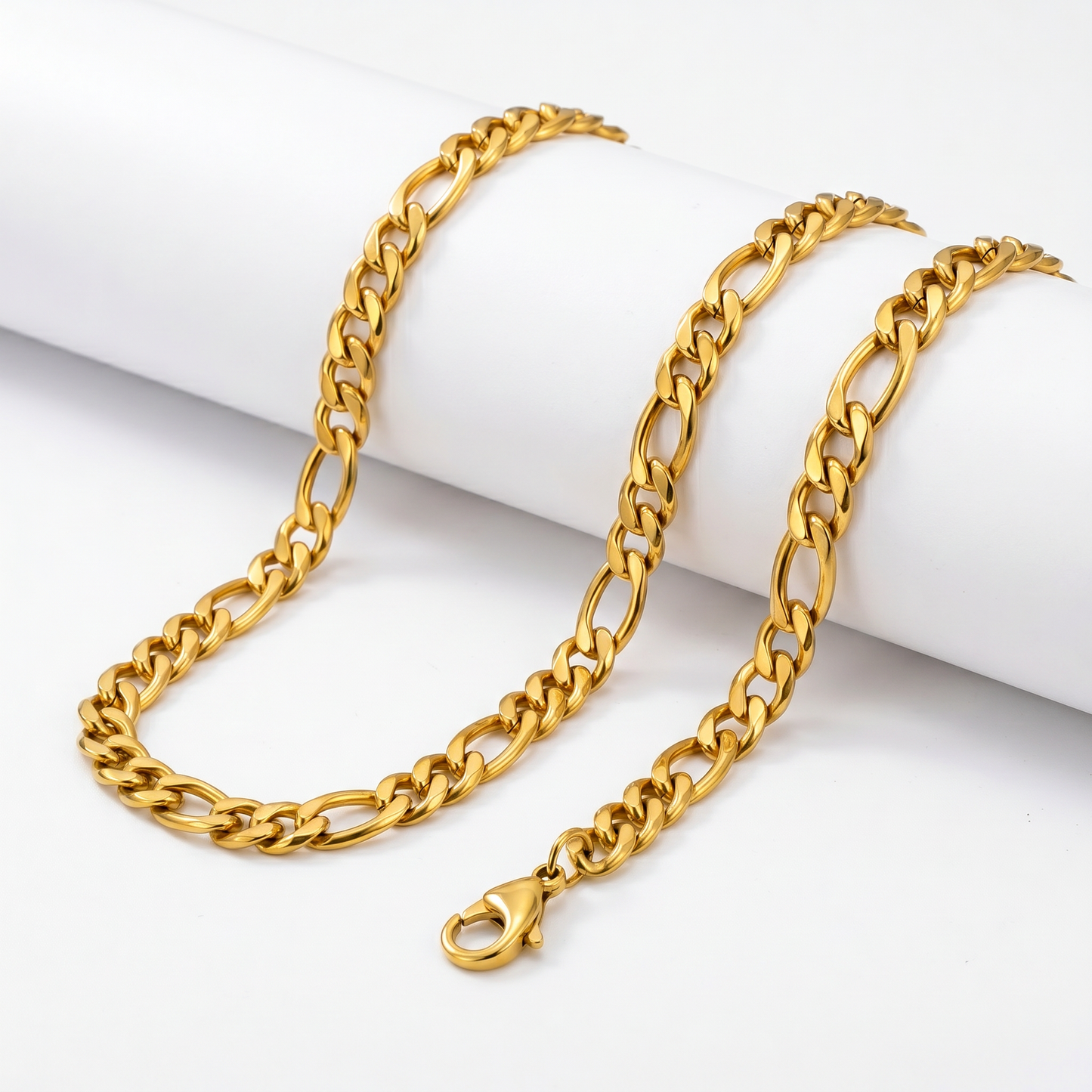 Gold/Silver Stainless Steel Necklace & Bracelet Chain Set for Men