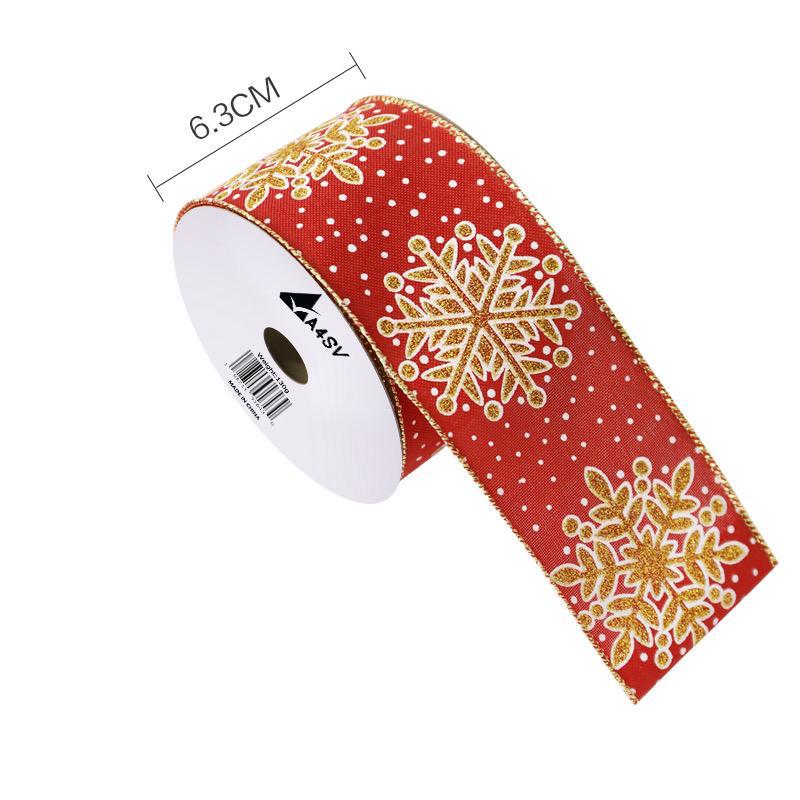 Christmas Snowflakes Shimmer Wired Edge Polyester Ribbon