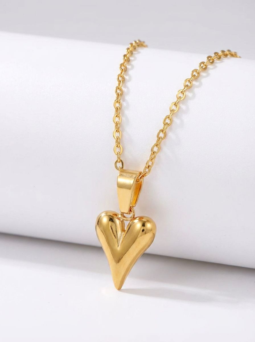 Gold/Silver Plated Stainless Steel Heart Pendant Minimalist Necklace for Women