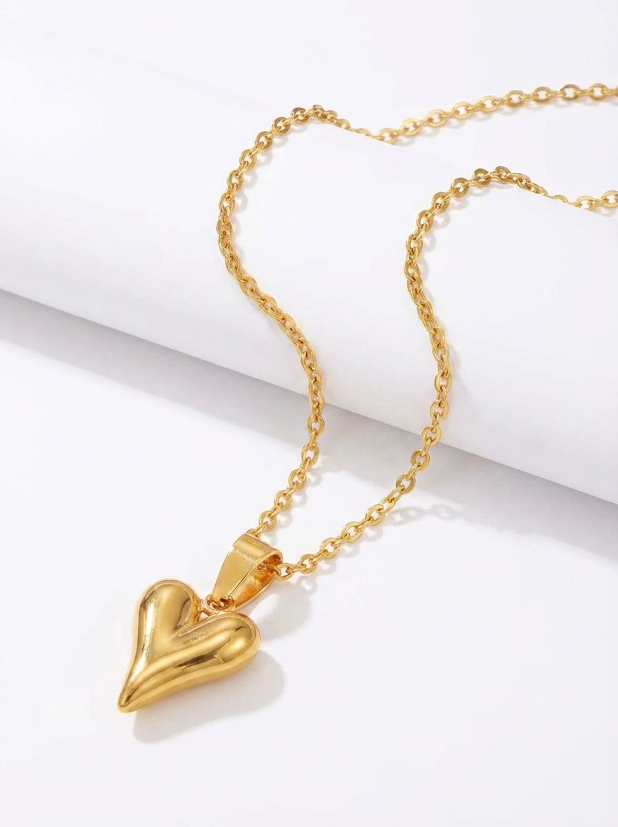 Gold/Silver Plated Stainless Steel Heart Pendant Minimalist Necklace for Women