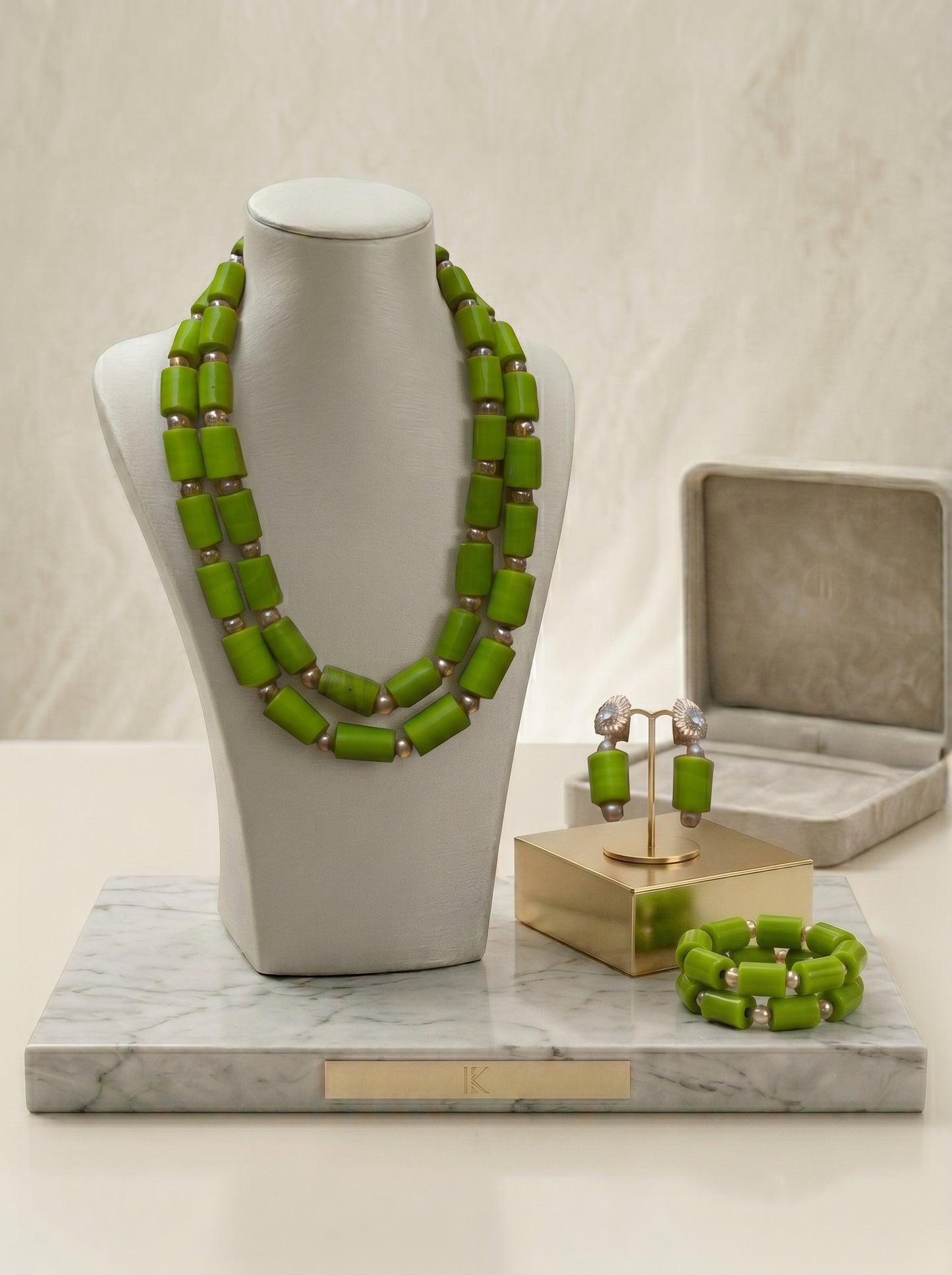 Authentic Nigerian Coral Bead Jewelry Set