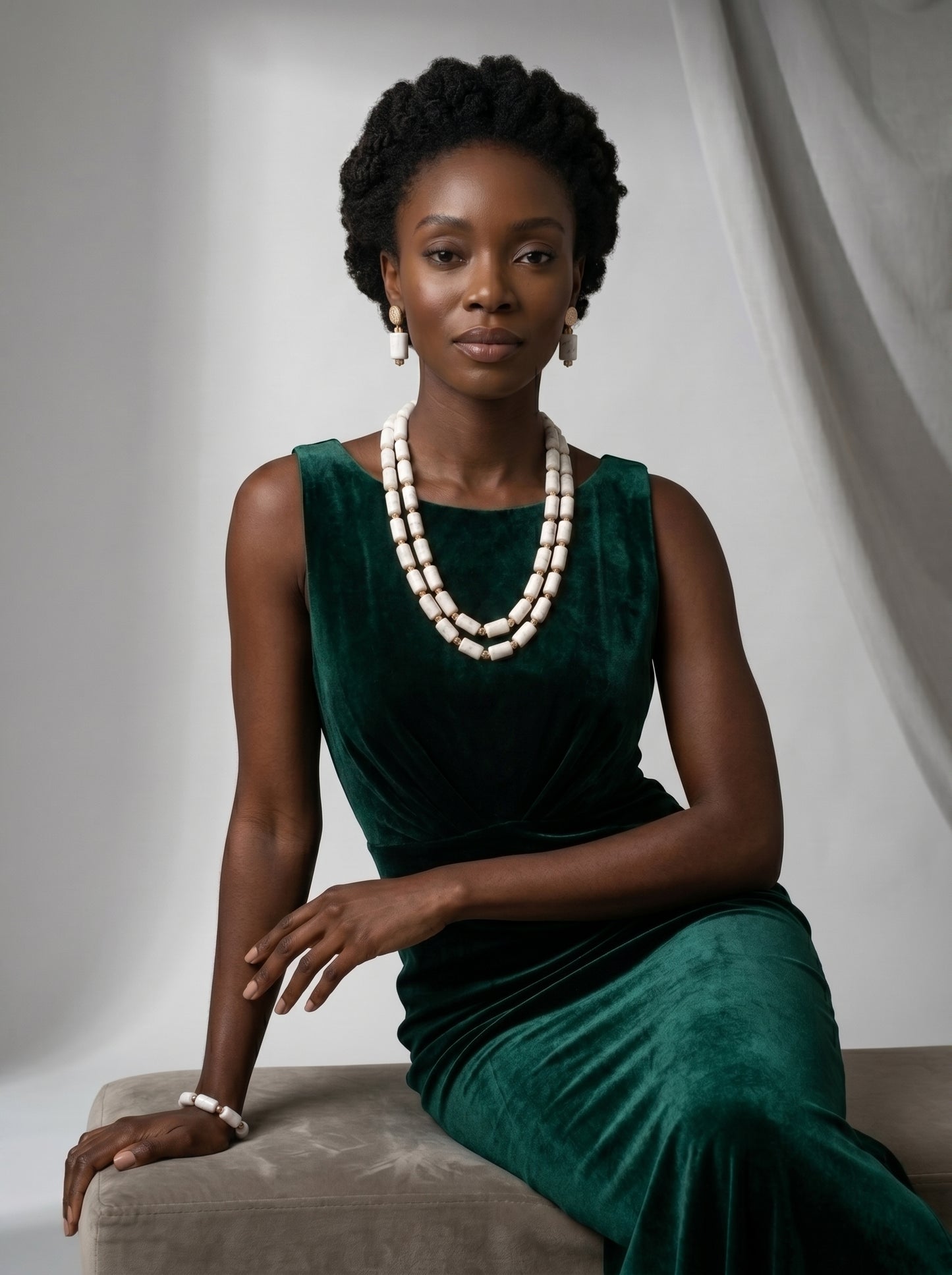 Authentic Nigerian Coral Bead Jewelry Set