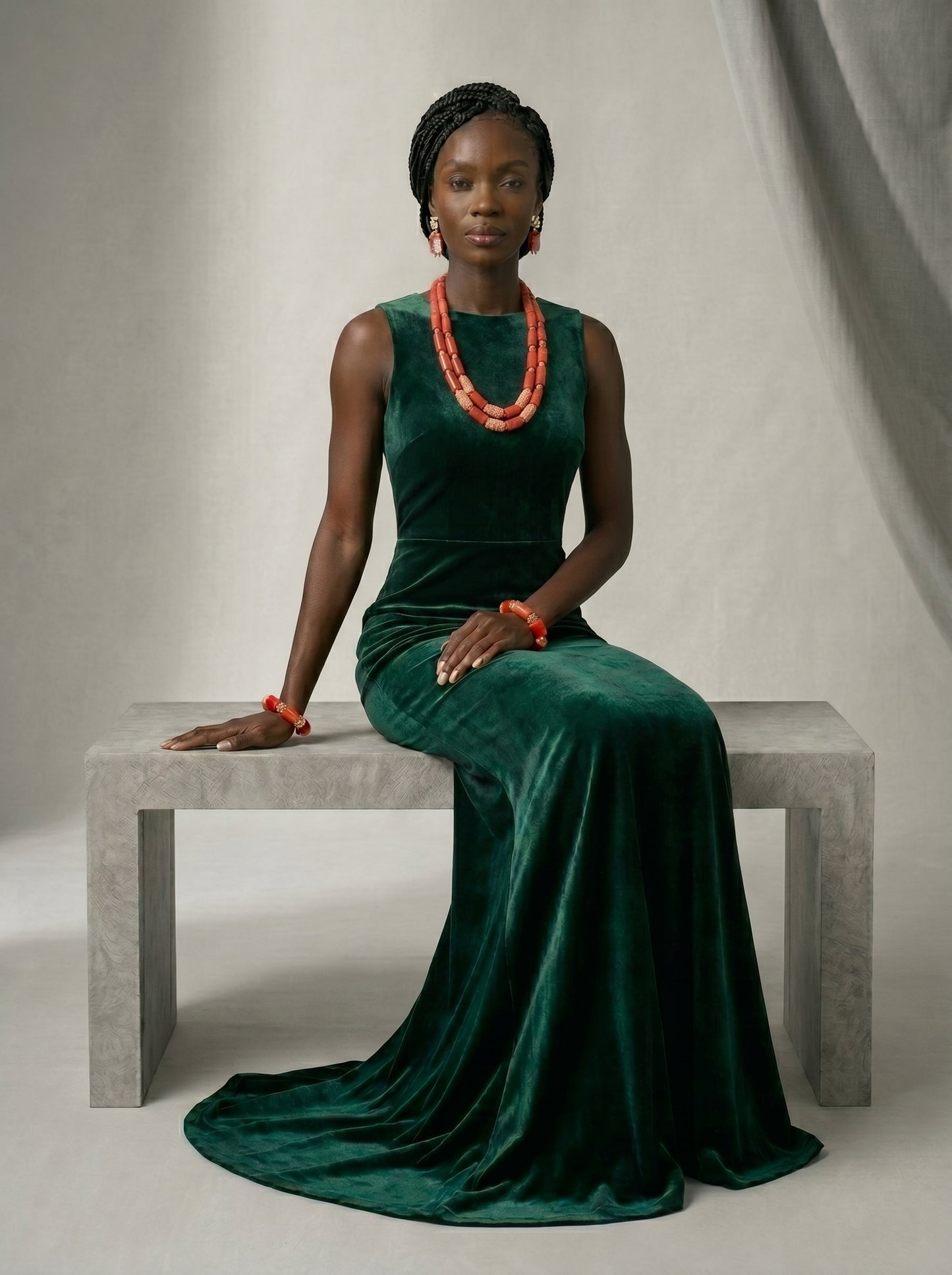 Authentic Nigerian Coral Bead Jewelry Set
