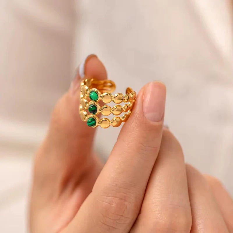 18K Gold-Plated Titanium Steel Adjustable Geometric Open Ring Variety for Women