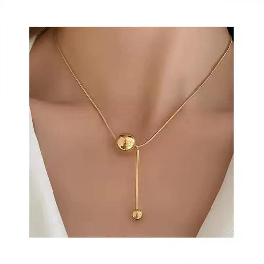 18K Gold Stainless Steel Ball Snake Chain Necklace