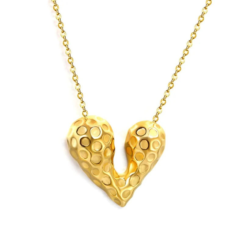 Custom Waterproof Gold-Plated Stainless Steel Heart Pendant Necklace