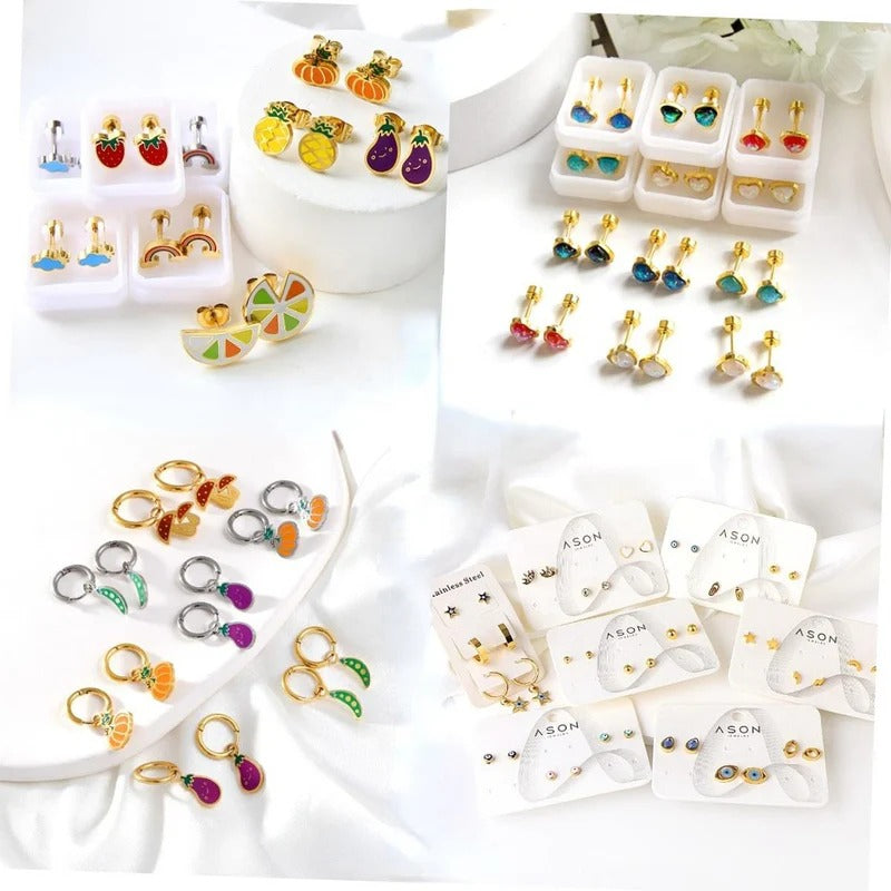 Personalized Hypoallergenic Kids Enamel Earrings 18K Gold-Plated Studs