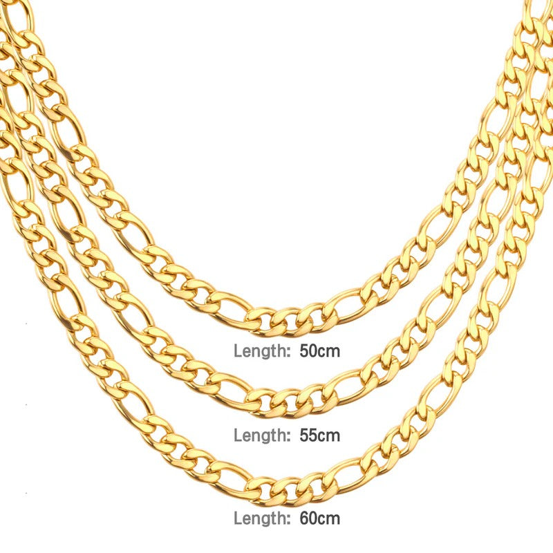 Gold/Silver Stainless Steel Necklace & Bracelet Chain Set for Men
