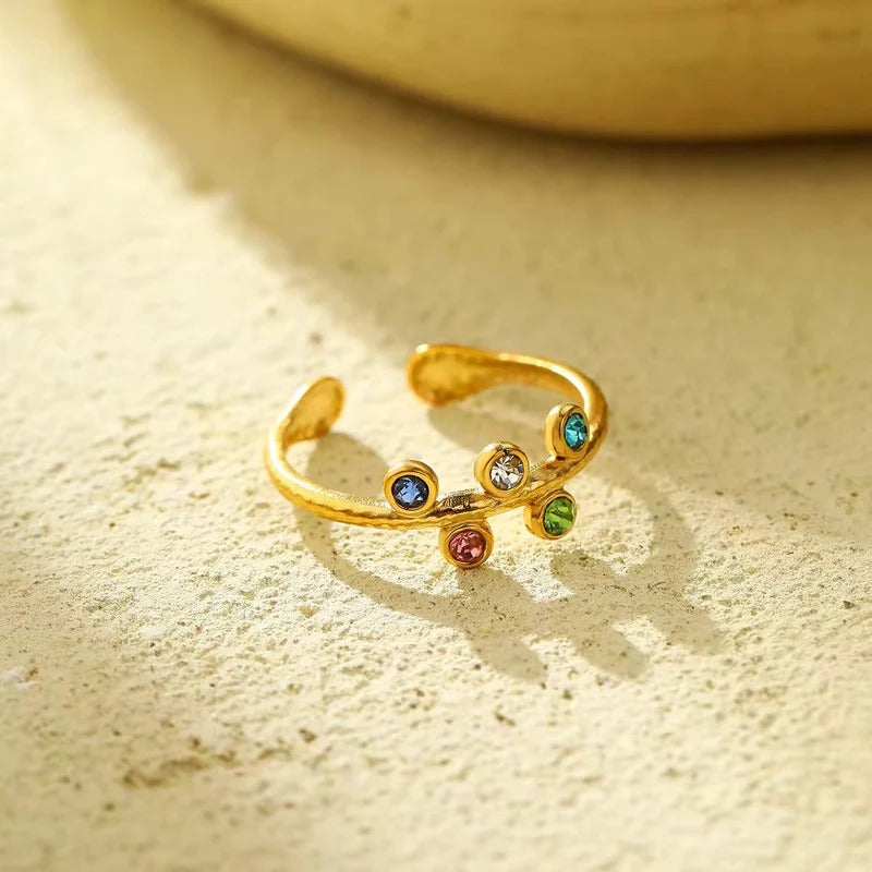 18K Gold-Plated Titanium Steel Adjustable Geometric Open Ring Variety for Women