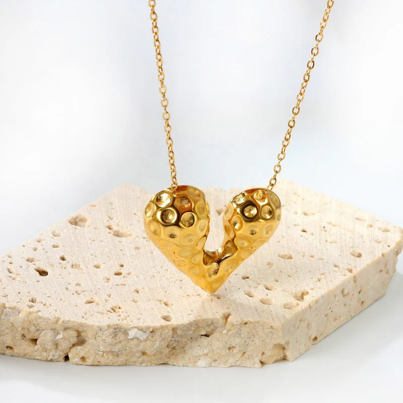 Custom Waterproof Gold-Plated Stainless Steel Heart Pendant Necklace