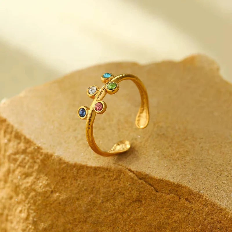 18K Gold-Plated Titanium Steel Adjustable Geometric Open Ring Variety for Women