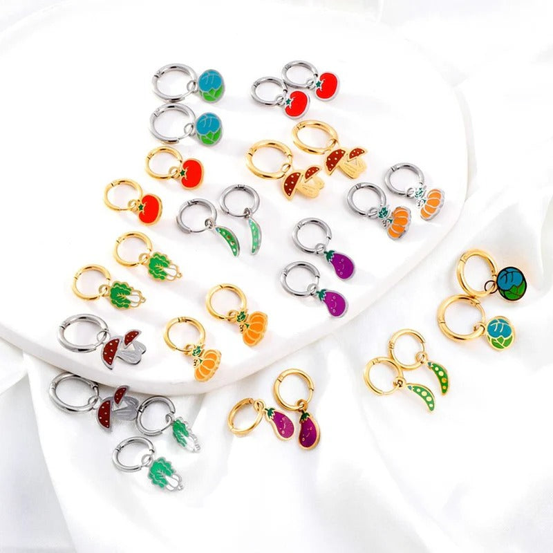 Personalized Hypoallergenic Kids Enamel Earrings 18K Gold-Plated Studs