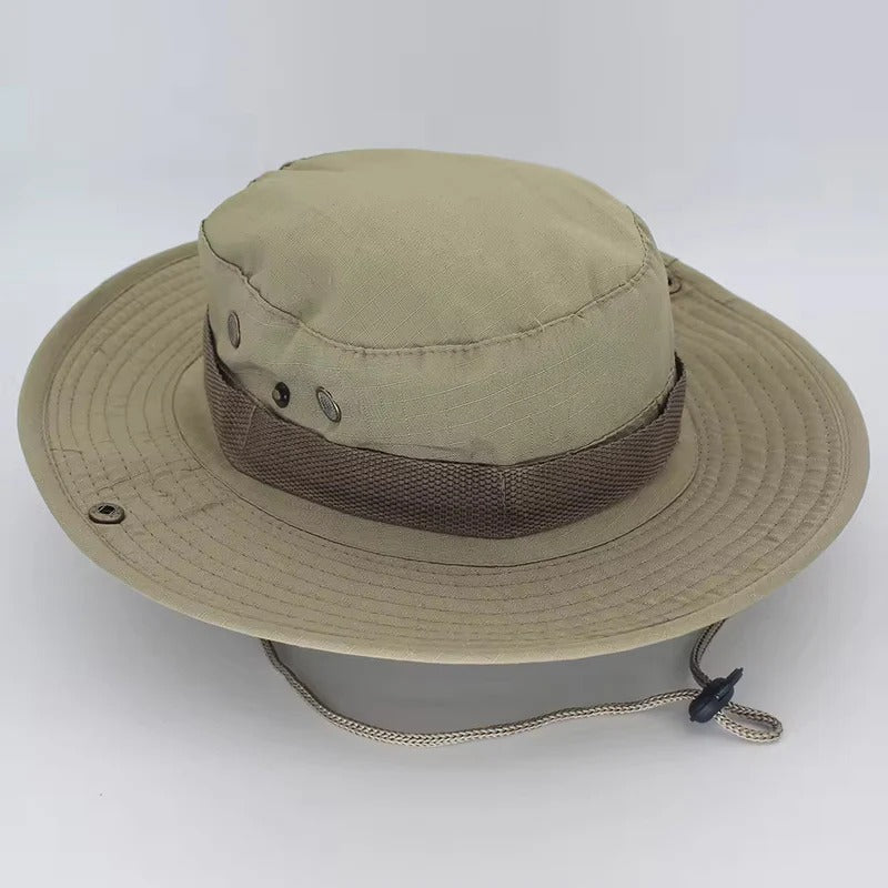 Safari Camping Camo Fisherman Bucket Hat With String