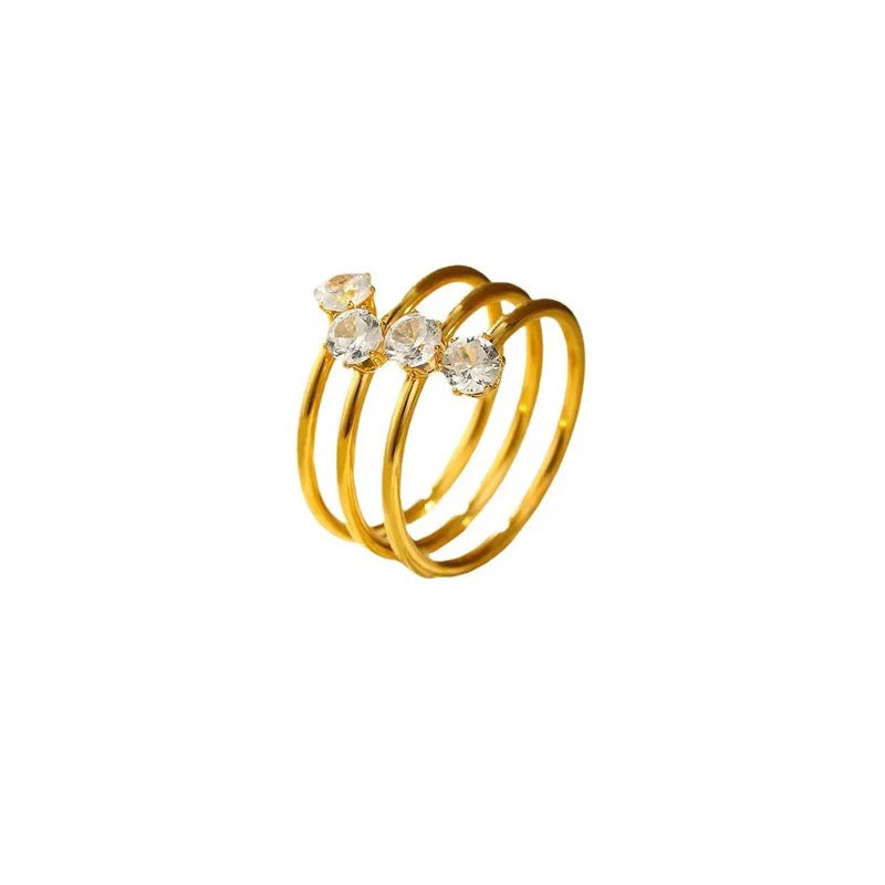 18K Gold-Plated Titanium Steel Adjustable Geometric Open Ring Variety for Women